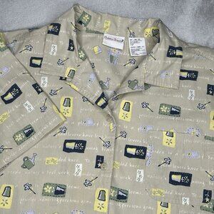 Vintage Bobbie Brooks Top Womens Large Plant Lover Gardening Button Up Boho
